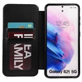 Crown Grid Pattern Samsung Galaxy S21 5G Flip-deksel (Åpen Emballasje - Utmerket) - Svart