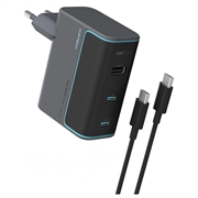 Cuktech 100W 3-ports GaN-vegglader med USB-C-kabel - grå