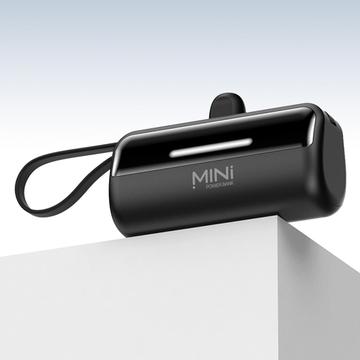 Cyke X3 Lightning Power Bank med USB-C- og USB-A-kabler - 5000mAh - Svart