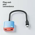 D0249 2-i-1 USB-C-adapter for AR-briller og spillkonsoller - rød / blå
