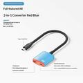 D0249 2-i-1 USB-C-adapter for AR-briller og spillkonsoller - rød / blå