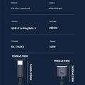 D039 USB-C til MagSafe 3 PD-ladekabel i flettet nylon til MacBook Pro 16" - 140W, 2m - midnattblå