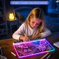 D17 LED-tegnebrett med belysning - 350x245mm - 14 lysmoduser - blå