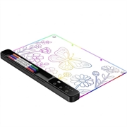 D17 LED-tegnebrett med belysning - 350x245mm - 14 lysmoduser - svart