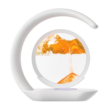 D25 3D bevegelig sandmaleri nattlys med trådløs lader - Hvit / Gul