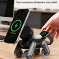 D6 3-i-1 magnetisk trådløs lader i form av en robothund for iPhone, Apple Watch og AirPods - svart