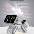 D6 3-i-1 magnetisk trådløs lader i form av en robothund for iPhone, Apple Watch og AirPods - hvit