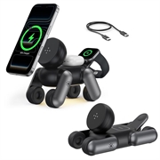 D6 3-i-1 magnetisk trådløs lader i form av en robothund for iPhone, Apple Watch og AirPods