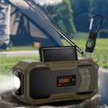 DF-570 solcelledrevet nødradio med håndsveiv og 5000mAh powerbank - olivengrønn
