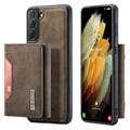 DG.Ming M2 Samsung Galaxy S21 FE 5G Hybrid-deksel med Lommebok - Kaffe