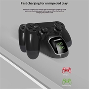 DOBE TP4-889 Ladestasjon Dual Stand Charger Base for PS4 / PS4 Slim / PS4 Pro Dualshock Controller