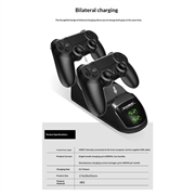 DOBE TP4-889 Ladestasjon Dual Stand Charger Base for PS4 / PS4 Slim / PS4 Pro Dualshock Controller