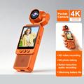 DV09 4K WiFi-lommekamera med festeklemme og roterende objektiv - oransje
