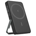 Deltaco 5000mAh magnetisk trådløs powerbank med stativ - svart