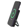 Deltaco 5000mAh magnetisk trådløs powerbank med stativ - svart