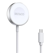 Deltaco magnetisk trådløs lader for Apple Watch/Samsung Galaxy Watch - hvit