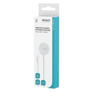 Deltaco magnetisk trådløs lader for Apple Watch/Samsung Galaxy Watch - hvit