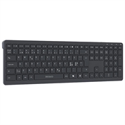 Deltaco TB-907 trådløst tastatur i full størrelse med saksmekanisme og AI-tast - nordisk tastaturlayout - mørkegrå