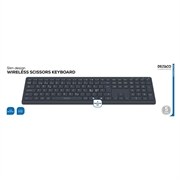 Deltaco TB-907 trådløst tastatur i full størrelse med saksmekanisme og AI-tast - nordisk tastaturlayout - mørkegrå