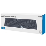 Deltaco TB-907 trådløst tastatur i full størrelse med saksmekanisme og AI-tast - nordisk tastaturlayout - mørkegrå