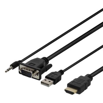 Deltaco VGA til HDMI-adapterkabel med lyd - 1 m - svart