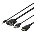 Deltaco VGA til HDMI-adapterkabel med lyd - 2 m