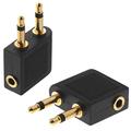 Dobbel 3.5mm hodetelefonadapter for fly med gullbelagte kontakter