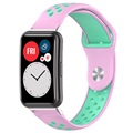 Dual-Color Huawei Watch Fit Silikon Sportsreim - Rosa / Cyan