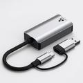 USB-C/USB 3.0 til RJ45 Gigabit Ethernet-adapter med to grensesnitt - kompakt Plug & Play LAN-omformer