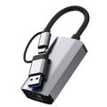 USB-C/USB 3.0 til RJ45 Gigabit Ethernet-adapter med to grensesnitt - kompakt Plug & Play LAN-omformer