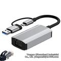 USB-C/USB 3.0 til RJ45 Gigabit Ethernet-adapter med to grensesnitt - kompakt Plug & Play LAN-omformer