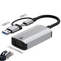USB-C/USB 3.0 til RJ45 Gigabit Ethernet-adapter med to grensesnitt - kompakt Plug & Play LAN-omformer