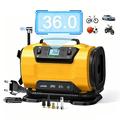 Luftkompressor med to strømkilder, LCD-skjerm og LED-lys - 150 PSI/10.3 bar - gul