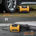 Luftkompressor med to strømkilder, LCD-skjerm og LED-lys - 150 PSI/10.3 bar - gul