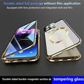Dobbeltsidig herdet glass + magnetisk metallramme Anti-Drop Case for iPhone 15 Kompatibel med MagSafe Phone Cover med spennelås