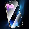 Dobbeltsidig herdet glass + magnetisk metallramme Anti-Drop Case for iPhone 15 Kompatibel med MagSafe telefondeksel med spennelås - rød