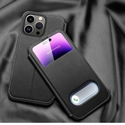 iPhone 16 Pro Max Læretui med dobbel visning og flipp - Safir