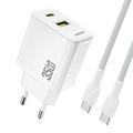 Dudao A27 MaxC 35W GaN-vegglader med USB-C-kabel - hvit