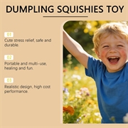 Squishy-leketøy mot stress i form av en dumpling med dampkoker-eske
