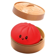 Squishy-leketøy mot stress i form av en dumpling med dampkoker-eske - Rød