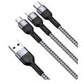 Duzzona A3 microUSB, Lightning, USB-C Kabel - 2.4A, 1.2m
