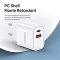 Duzzona T12 30W PD hurtiglader til veggmontering - USB-C/USB-A, EU-stikkontakt - hvit