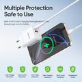 Duzzona T12 30W PD hurtiglader til veggmontering - USB-C/USB-A, EU-stikkontakt - hvit