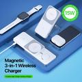 Duzzona W19 15W 3-i-1 magnetisk trådløs ladestasjon - MagSafe-kompatibel - hvit