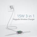 ESSAGER 3-i-1 15 W magnetisk trådløs lader for iPhone 12/13/14/15, AirPods og iWatch med tynn ladeplate