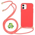 Saii Eco Line iPhone 12 Mini Biologisk Nedbrytbart Deksel med Stropp - Rød
