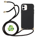 Saii Eco Line iPhone 12 Mini Biologisk Nedbrytbart Deksel med Stropp - Svart