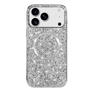 iPhone 17 Pro Galvanisert glitter-deksel - MagSafe-kompatibel - Sølv
