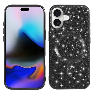 iPhone 17 Galvanisert glitter-deksel - MagSafe-kompatibel - Svart