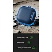 Samsung Galaxy Buds4/Buds4 Pro elegant etui med karabinkrok og rengjøringspenner - blå